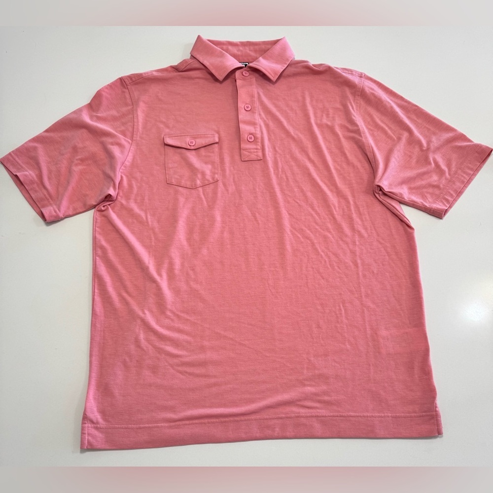 FootJoy Mens Pink Polo Golf Shirt Pocket Front FJ Collar - Size LG Athletic Fit
